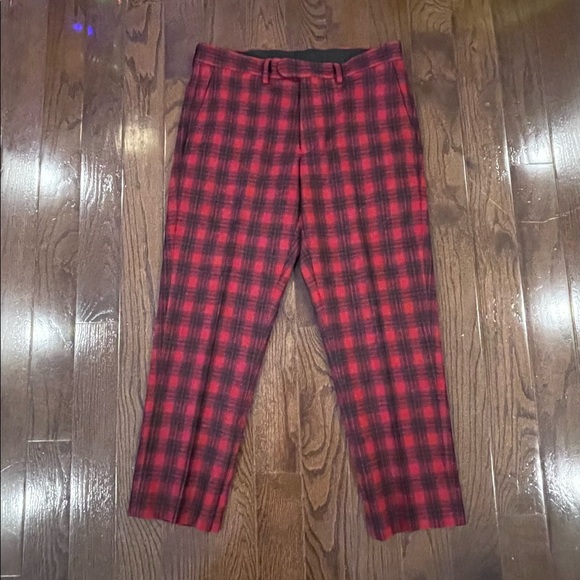 J.Crew Mens Bowery Buffalo Wool Pants - Picture 1 of 10